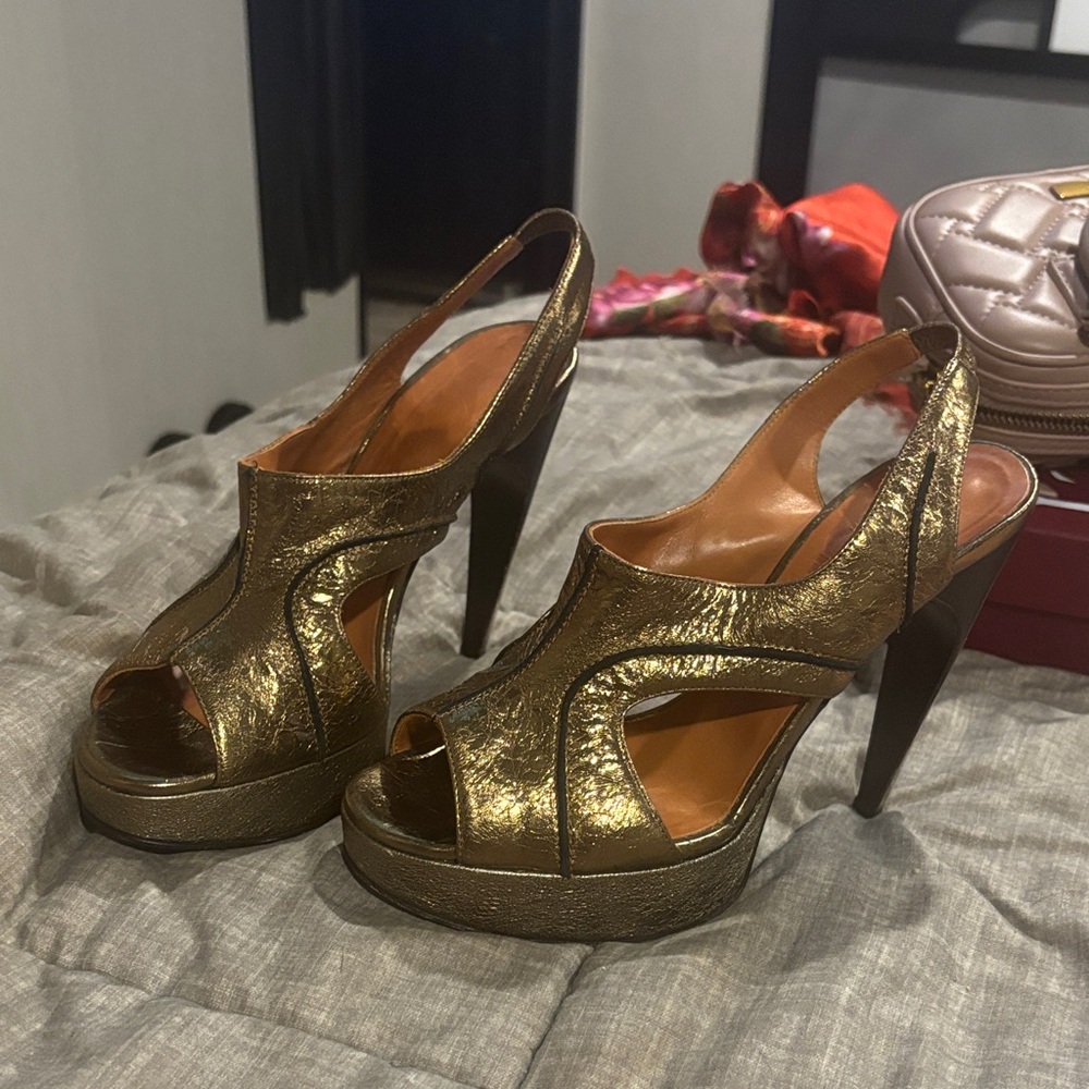 Lanvin gold heels